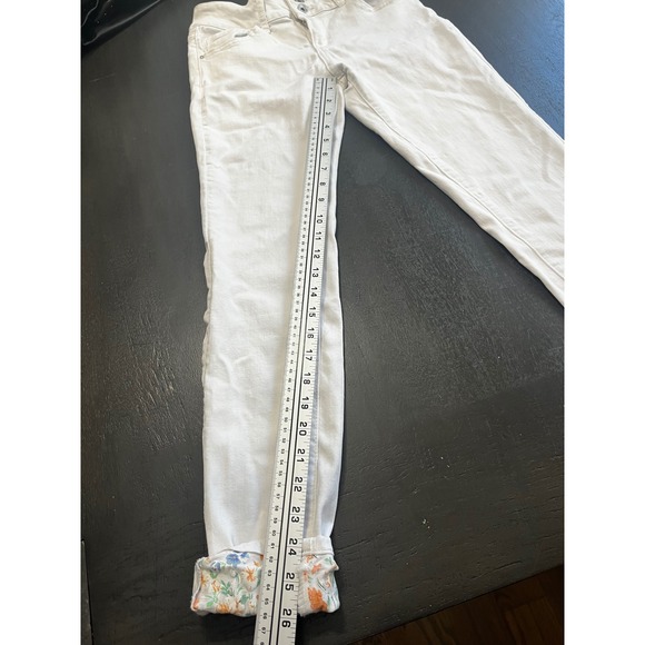 DEAL JEANS White Mid Rise Skinny Jeans Floral Cuff Women's Small - Picture 7 of 11